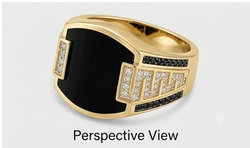 Men gold black onyx - s,
