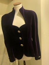 Purple Velvet Skirt Suit By Designer Guy Laroche Paris 1980s