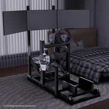 Hottoby Racing Simulator Cockpit With Triple Monitor Stand Fit For Thrustmaster