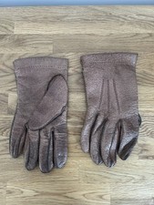 Mens Leather Brown VTG 70’s Winter Gloves. Large. MR28932 