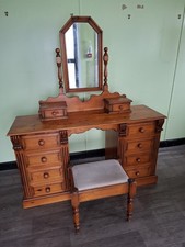 Antique Style Pine Dressing Table With Stool