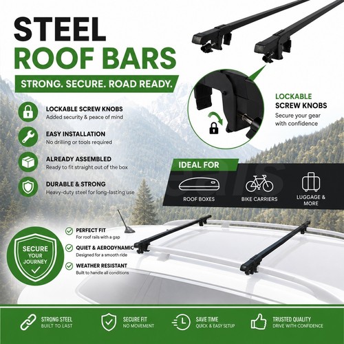 Steel car roof bars - car, rails