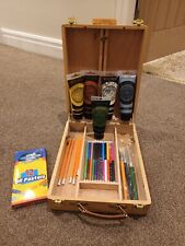 Wooden Art Set Easel Box With Paints Oil Pastels Brushes Pencils Portable