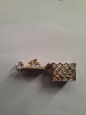 Vintage Silver    Bunny Rabbit Inside Hutch     Traditional Bracelet Charm  3.7g