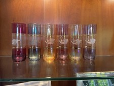 Coloured Glass Tumbler Glasses 1970s Vintage