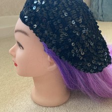 Women's Black Sequins Beret