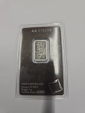 5g Valcambi Platinum Bar - 999.5 Suisse - Sealed Assay Card UK - One Gram Minted