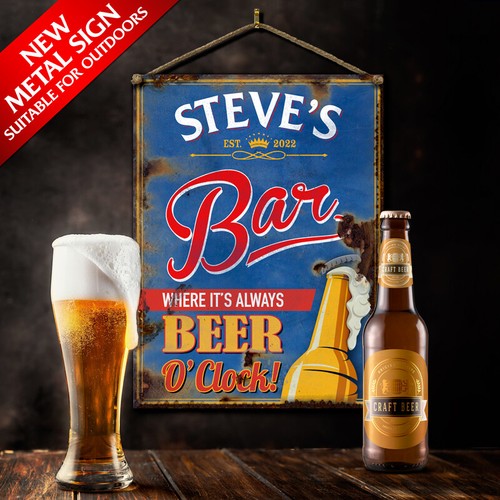 Personalised metal home bar - metal,