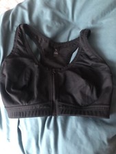 tu sports bra 34E Black Zip Front