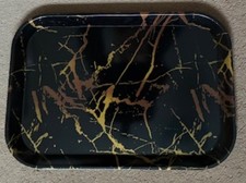 RECTANGULAR SERVING TRAY 30 X 20 CM - CAFE OR BLACK WITH GOLD- FOOD/KITCHEN