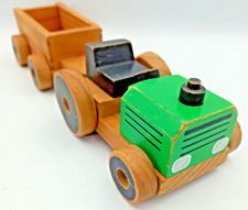 Wooden green tractor and