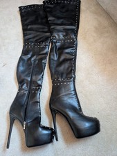 Black Leather High Heels Thigh