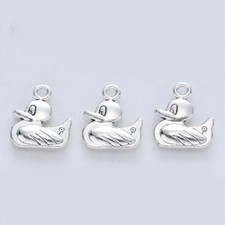 6 Rubber Ducky Charms Antiqued