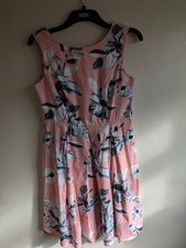 Tesco F&F Pink floral dress UK12 midi length