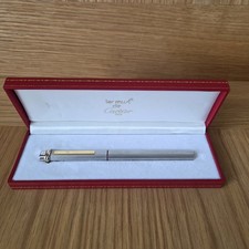 F Vintage Les Must De Cartier 925 Sterling Silver Pen, Vemdome Oval Ballpoint