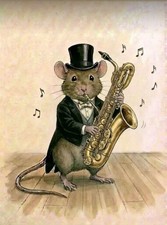 A cute  mouse dressed in black