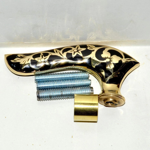 Brass black handle wooden - black,