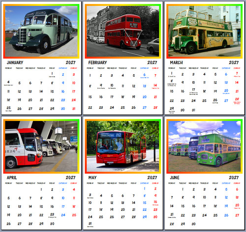 2027 buses calendar wall - calendar,