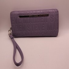 Steve Madden Mauve Lilac Clutch Embossed Zip Around Wallet Wristlet Purse H16
