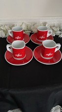 Lovely Set Of 4 Vintage Italian Cafefenze Cups And Saucers Red And White