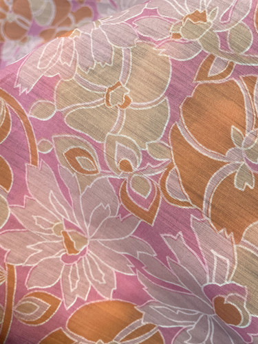 Vintage pink floral cotton - vintage,
