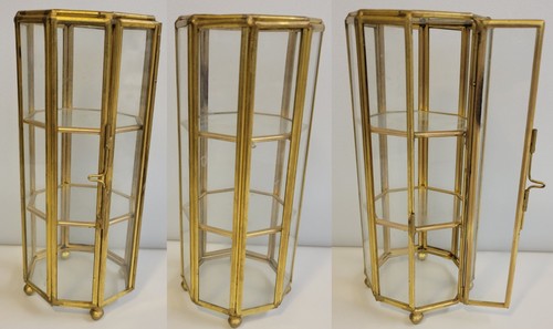 Vtg brass glass small - vtg,