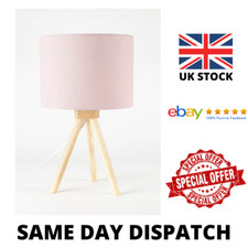 Pink Wooden Tripod Table Lamp