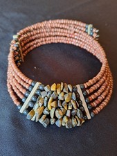 New Brown Mix, Boho, Tribal Style, Adjustable, Beaded Choker/Necklace/Collar
