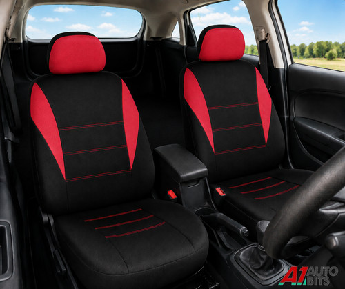 Front red car seat - front, covers