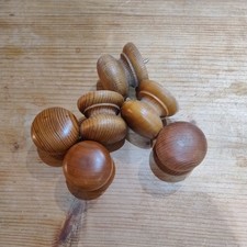 Set of 6 Vintage Wooden Drawer Knobs, Old Style