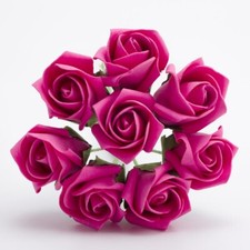 SMALL 3CM FOAM ROSES - Bunch of 8 Colourfast Artificial Wedding Flowers Bouquet