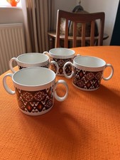Four Vintage Royal Norfolk Coffee/soup Double Handled Mugs