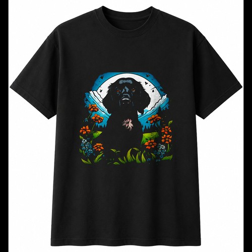 Sprocker with flowers dog - with,