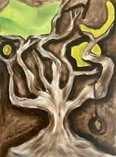 Tractor in Tree Painting 9" x