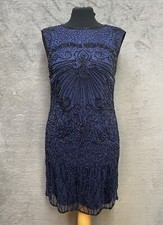Pisarro Nights 1920s Style Beaded Sequin Flapper Gatsby Mini Dress Size 10