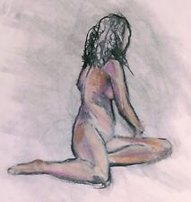 Nude Art Woman, Life drawing in Charcoal, Pastel ORIGINAL ART 30x34cm Signed