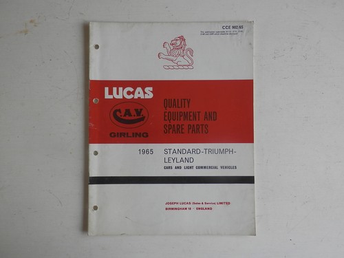 Lucas parts list 1965 triumph - parts,