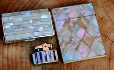 Lovely Ronson Milady  Mother Of Pearl And Abalone. Cig Case & Ladies Card Case