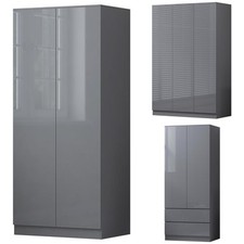 Grey Gloss Front 2/3 Door Wardrobe Scandinavian Furniture Matt Frame