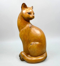 Vintage Hand Carved Wooden Cat