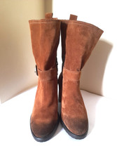 TAMARIS Slouchy Brown Ombre REAL Suede Heeled Boots 39 UK 6 NEW