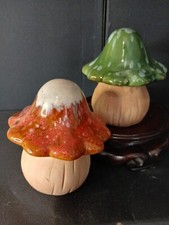 Pair Vintage Mushroom Pottery