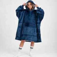 Blue velvet Sherpa Fleece Hoodie Blanket for Men Women  Adult Teens