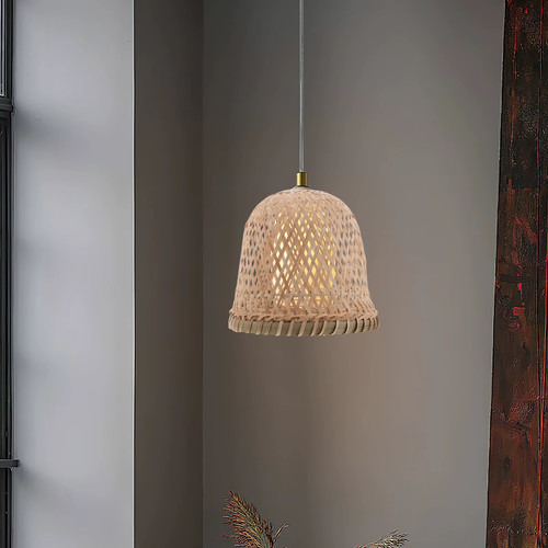 Handwoven bamboo lampshade - bamboo,