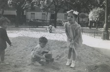France Kids playing in big Sandpit Play Game Old snapshot Photo 1948