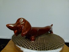 Vintage Brown Ceramic Dachshund Dog Figurine 36cm,(14.17") Long, free delivery