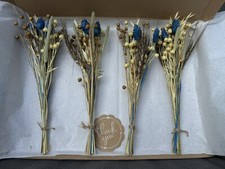 DRIED FLOWERS 4 POSY BOUQUETS PRETTY SUMMER BLUE WEDDING GIFT 8”