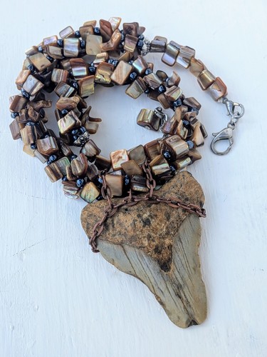 Megalodon tooth necklace jumbo - tooth,