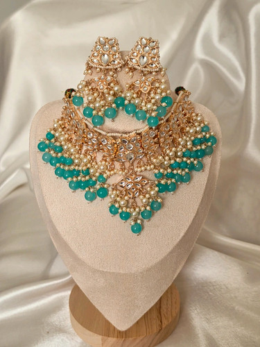 Kundan style rose gold - gold, tone