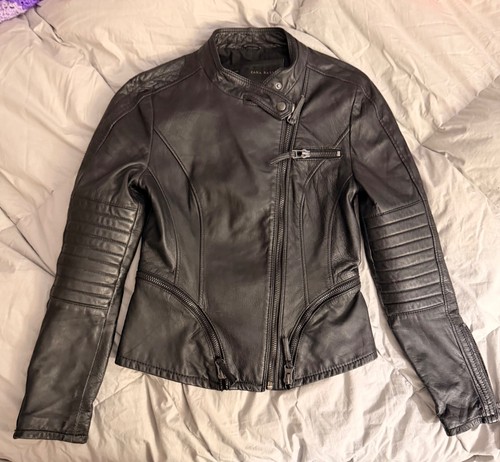 Zara lambskin leather moto - lambskin,
